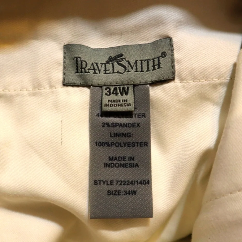 TravelSmith Pants Mens 34 Wool Blend Khaki‎ Flap Pocket Cuffed Pleated Tan